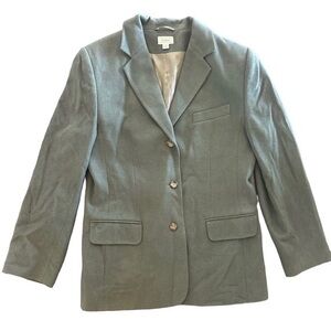 LL Bean Womens Green Wool/Cashmere Blazer Size 10R